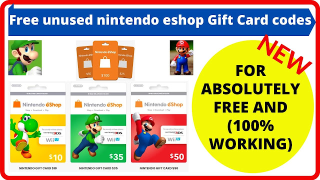 Free unused Nintendo codesFree Nintendo gift card codes