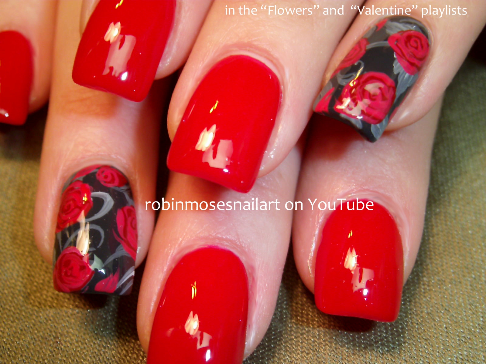 Red rose nail design for Valentine's Day - wide 1