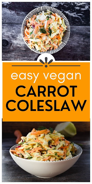 easy vegan carrot & dill coleslaw for lunch boxes and lunch at home