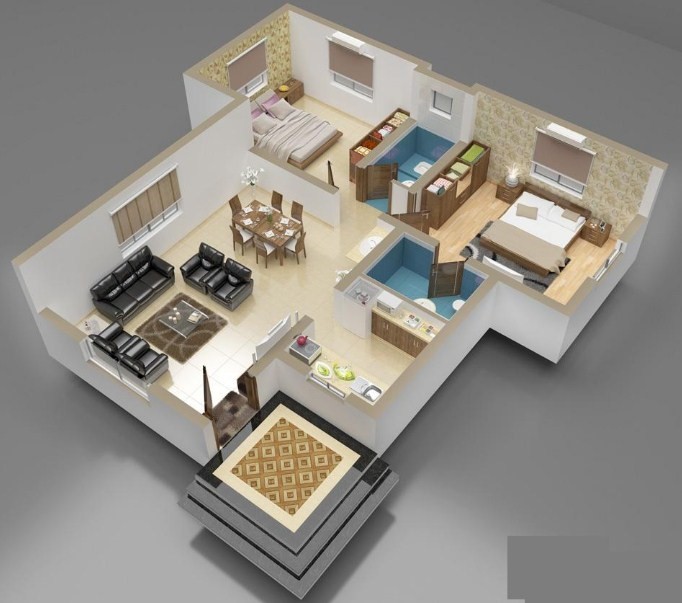 Denah Rumah Minimalis 3 Kamar Tidur 3d Terbaru 2017