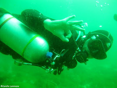 Side mount diving Malapascua, Philippines, Johan certification dive