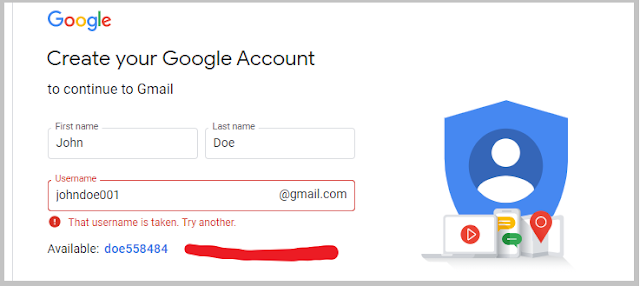 Create Gmail Username