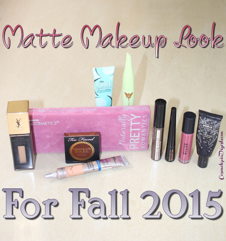 Here is a matte makeup look for Fall 2015, with purple eyeshadow from the IT Cosmetics Romantics palette.