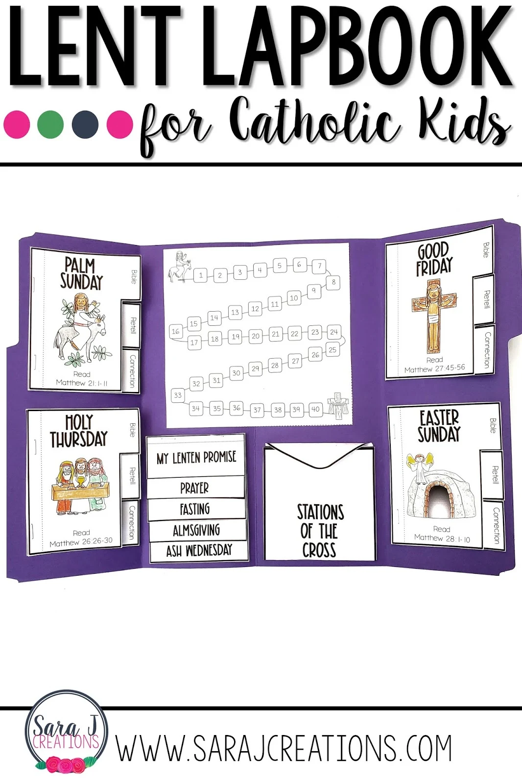 Use this Catholic Lent lapbook to help your students grow closer to Jesus through scripture and Catholic traditions & devotions.