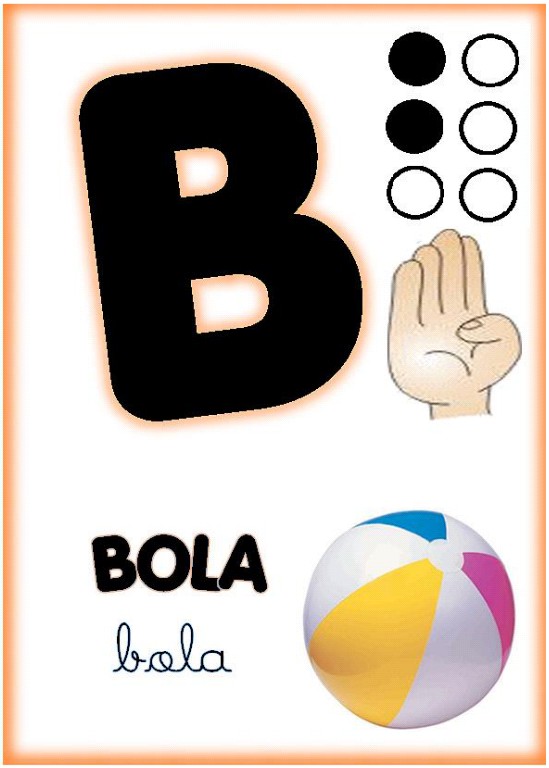 Alfabeto em libras e braile Cards coloridos e ilustrados do alfabeto