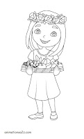 Girl holding fruits basket coloring page