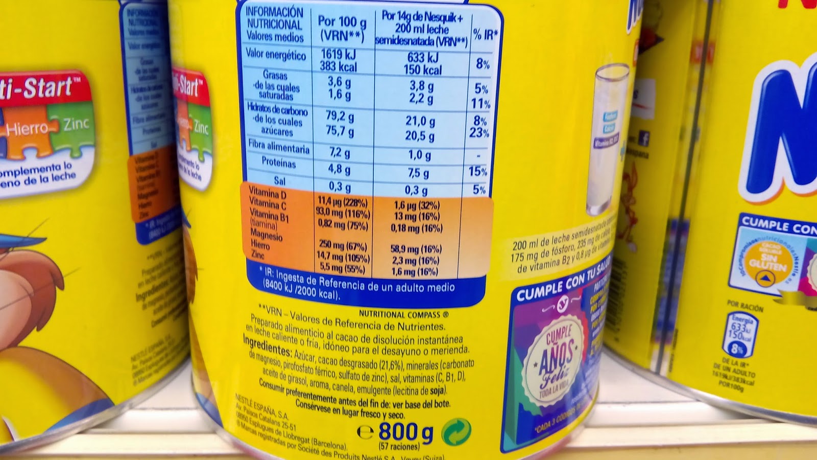 ingredientes de colacao