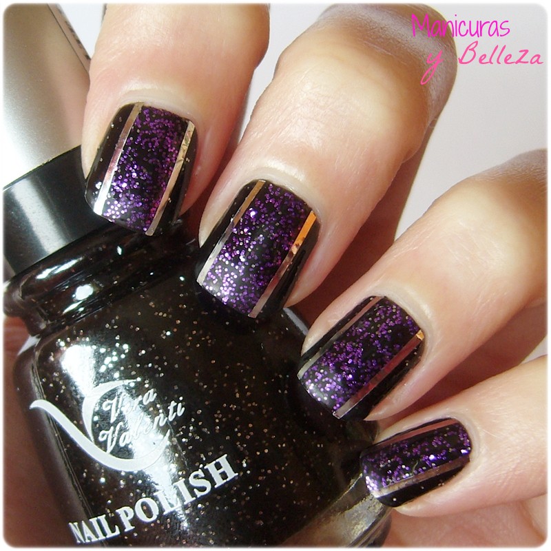 Manicuras y Belleza Manicura fácil con cinta nail art [Esmaltes glitter]
