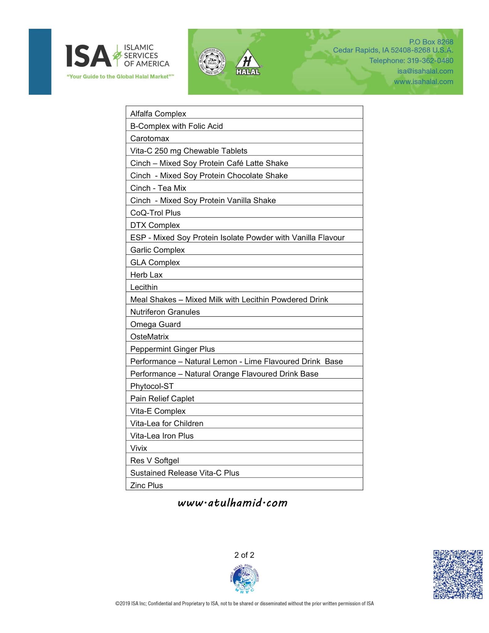 Sijil Halal Shaklee 2021