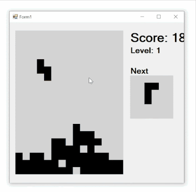 Develop Tetris Brick game using basic Windows Form and C# Dotnet codes