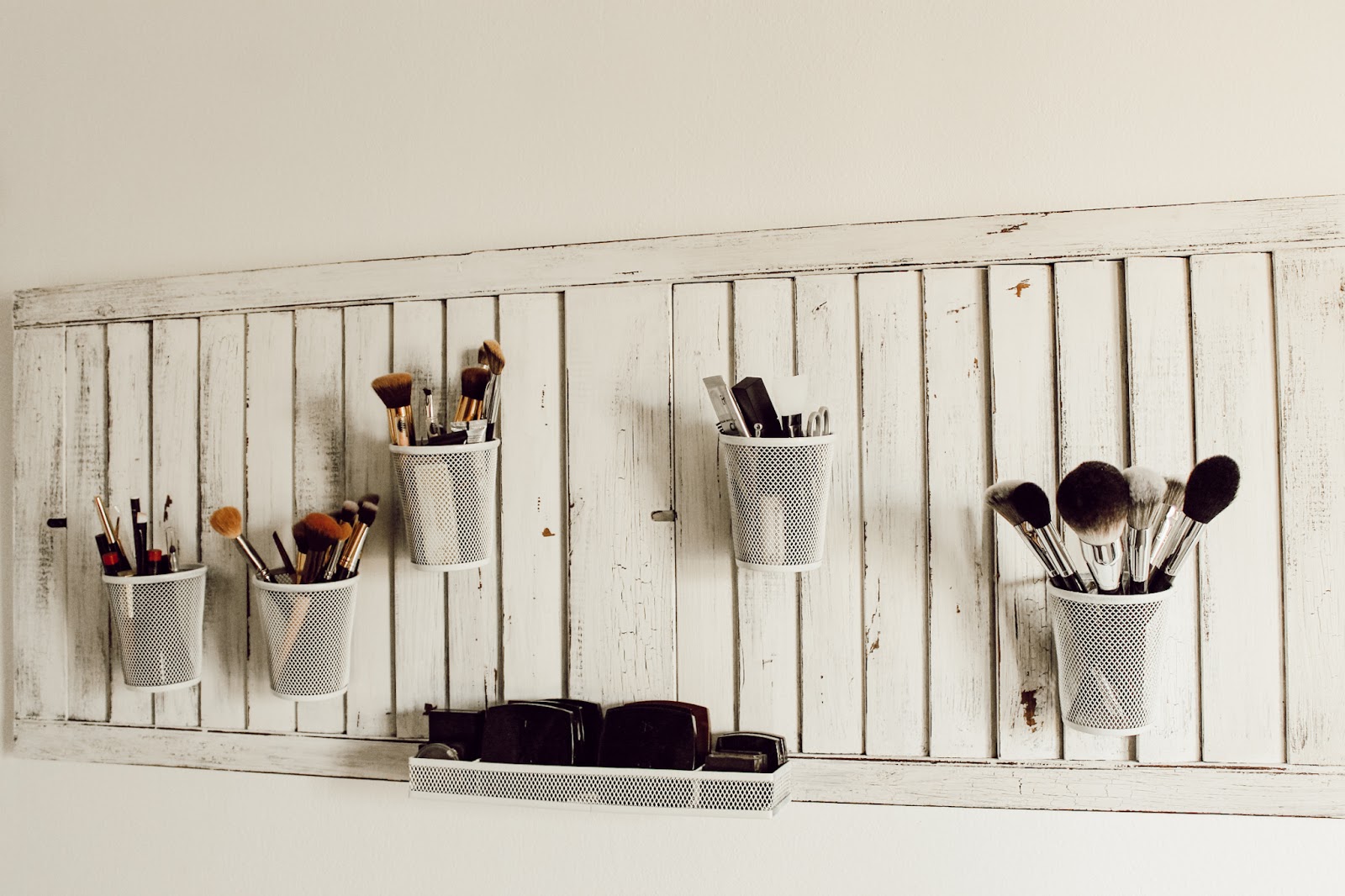 DIY Rustic Shutter "Wall Hanging" MakeUp Organizer Charmed Crown & Co.