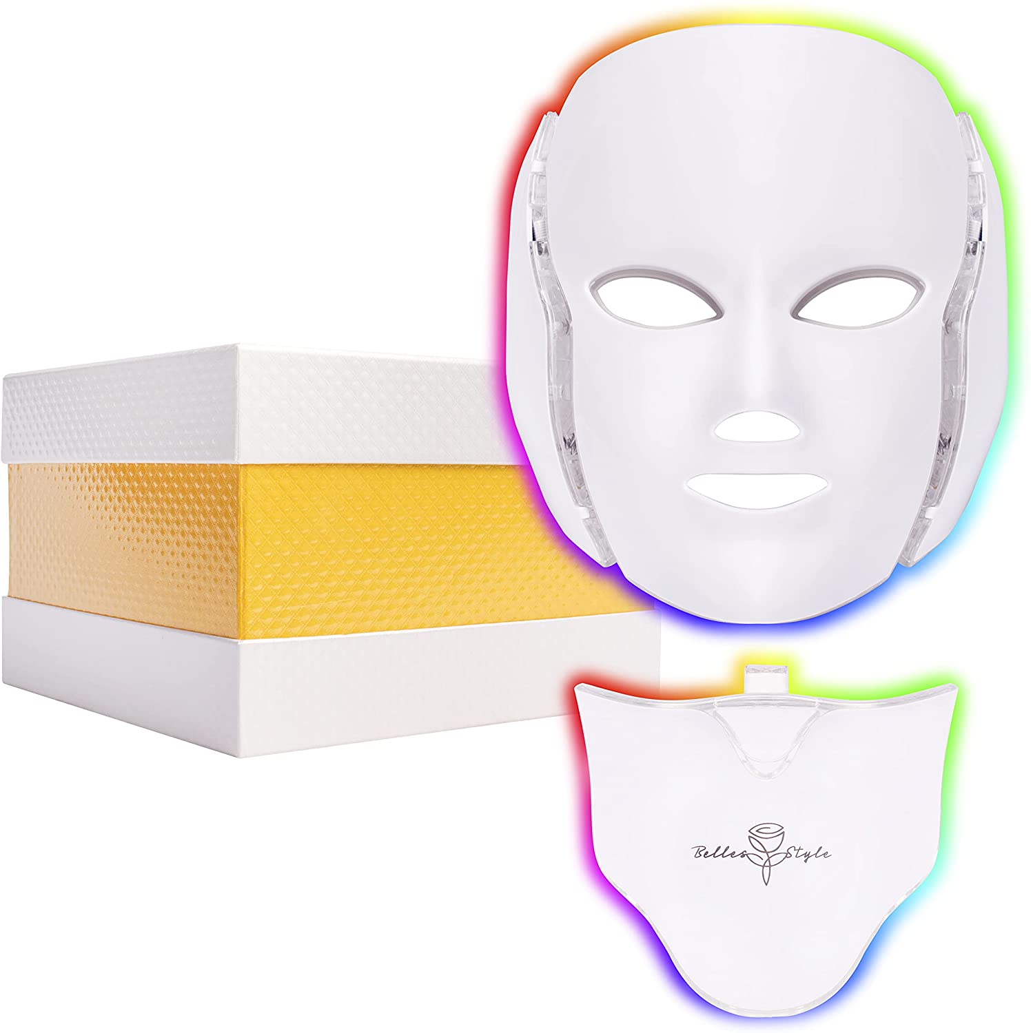 LED Beauty Face Mask, 7 Colour LED Therapy Mask with Neck Mask