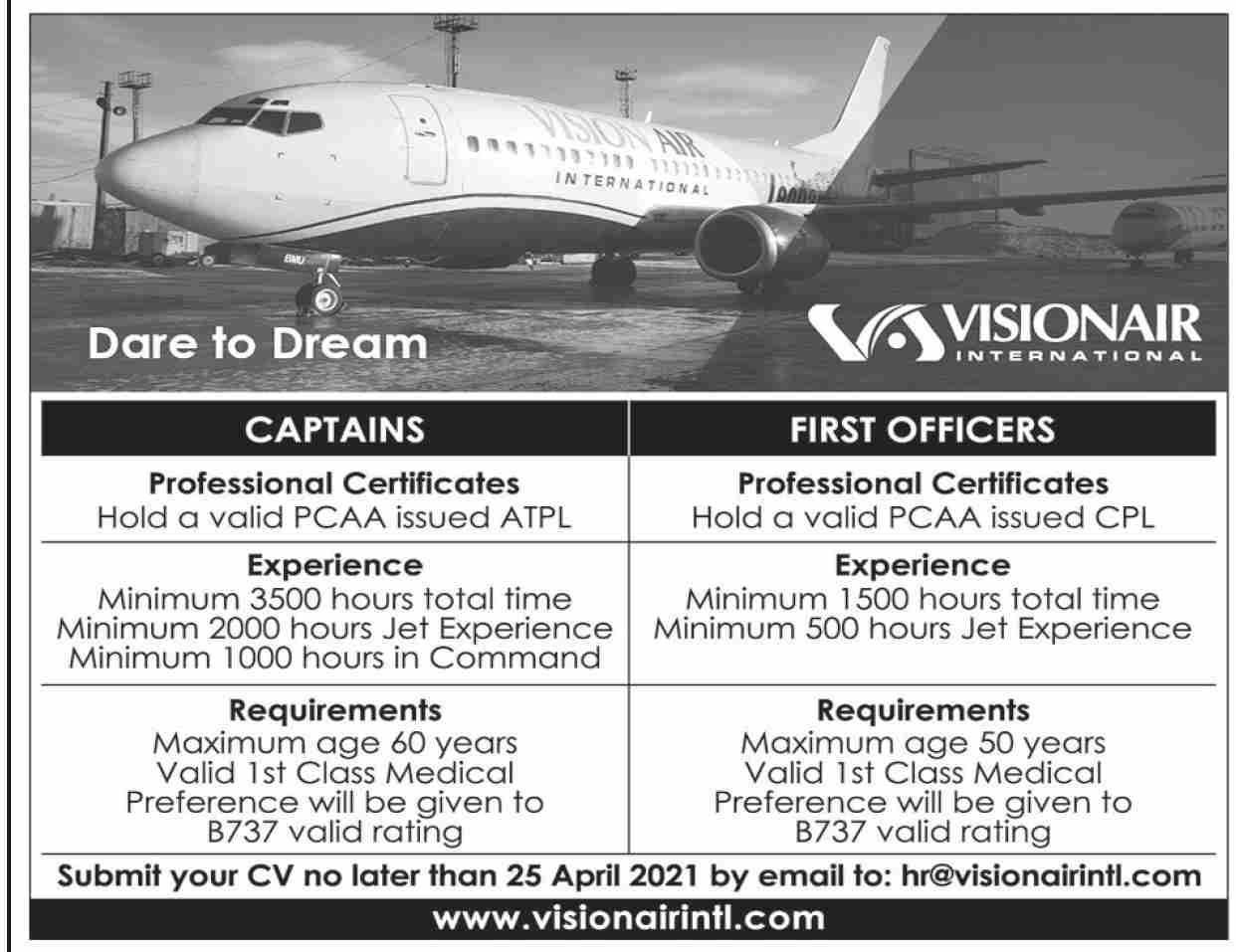 Vision Air International Jobs 2021 in Pakistan Vision Air International Jobs 2021 in Pakistan