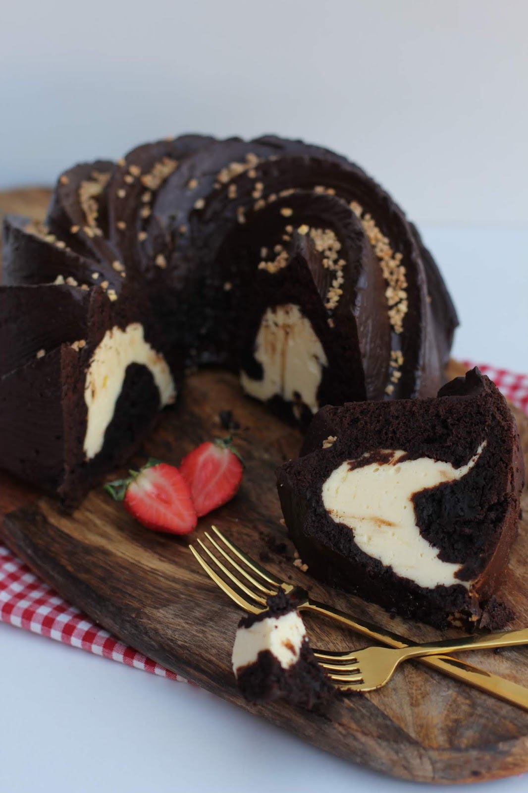 Schokokuchen mit Käsekuchenfüllung