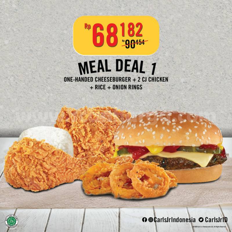 Carl's Jr Promo Paket Meal Deal harga mulai Rp 68.182, scanharga
