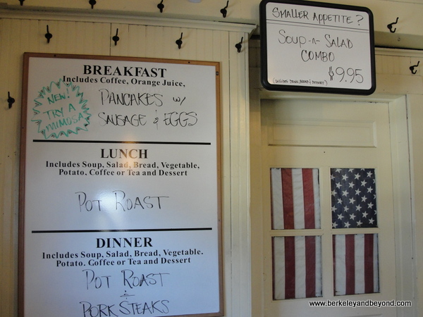menu board at Samoa Cookhouse in Eureka, California menu board at Samoa Cookhouse in Eureka, California