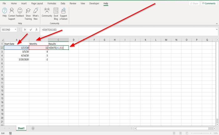 ExcelでEDATE関数を使用する方法