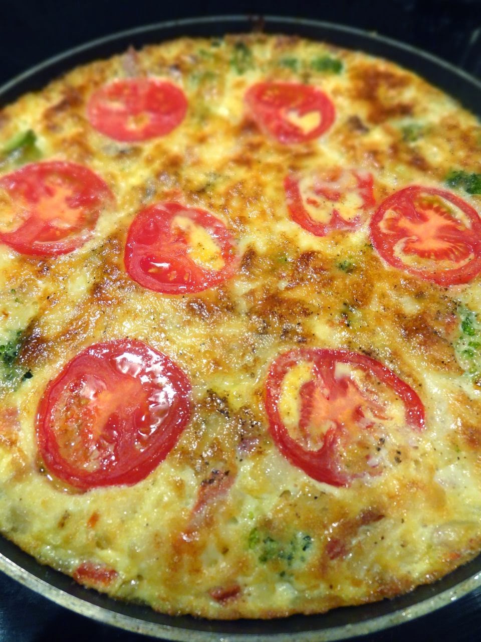 Scrumpdillyicious Broccoli, Onion & Bacon Frittata with Cheddar