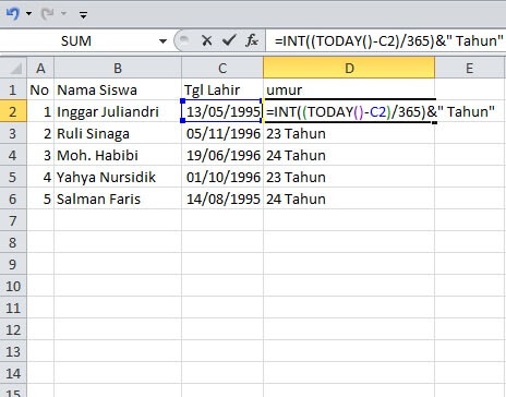 cara menghitung umur dengan rumus matematika