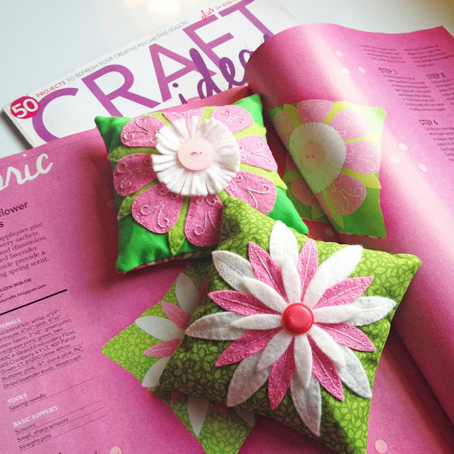 felt applique spring flower sachets in Craft Ideas magazine