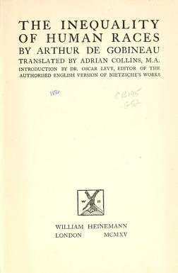 The inequality of human races by Arthur de Gobineau Free PDF book (1953)