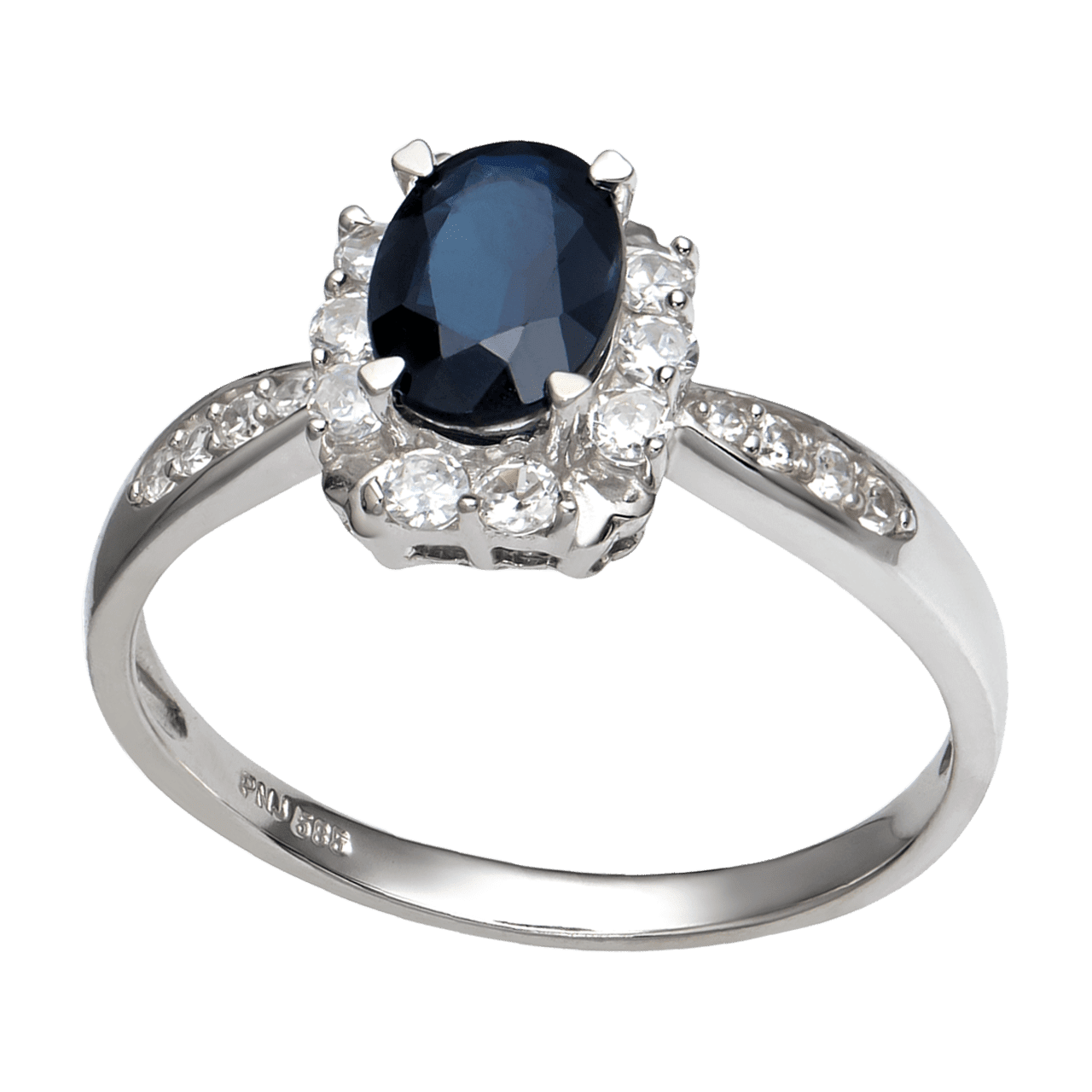 Nhẫn Vàng trắng 14K đính đá Sapphire PNJ SPXMW000030