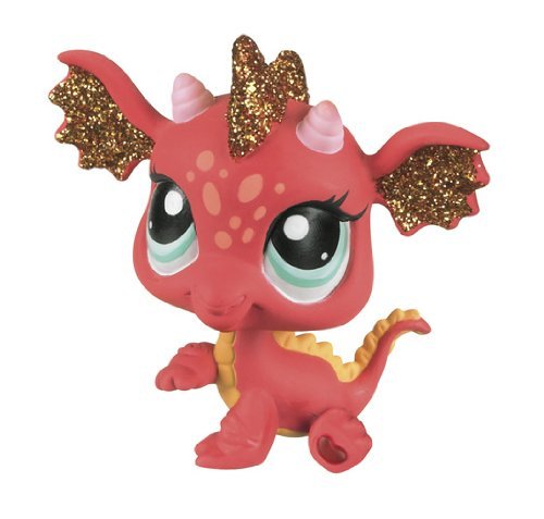 Littlest Pet Shop Collection LPS #2484 Red Sparkle Dragon Figure Toys