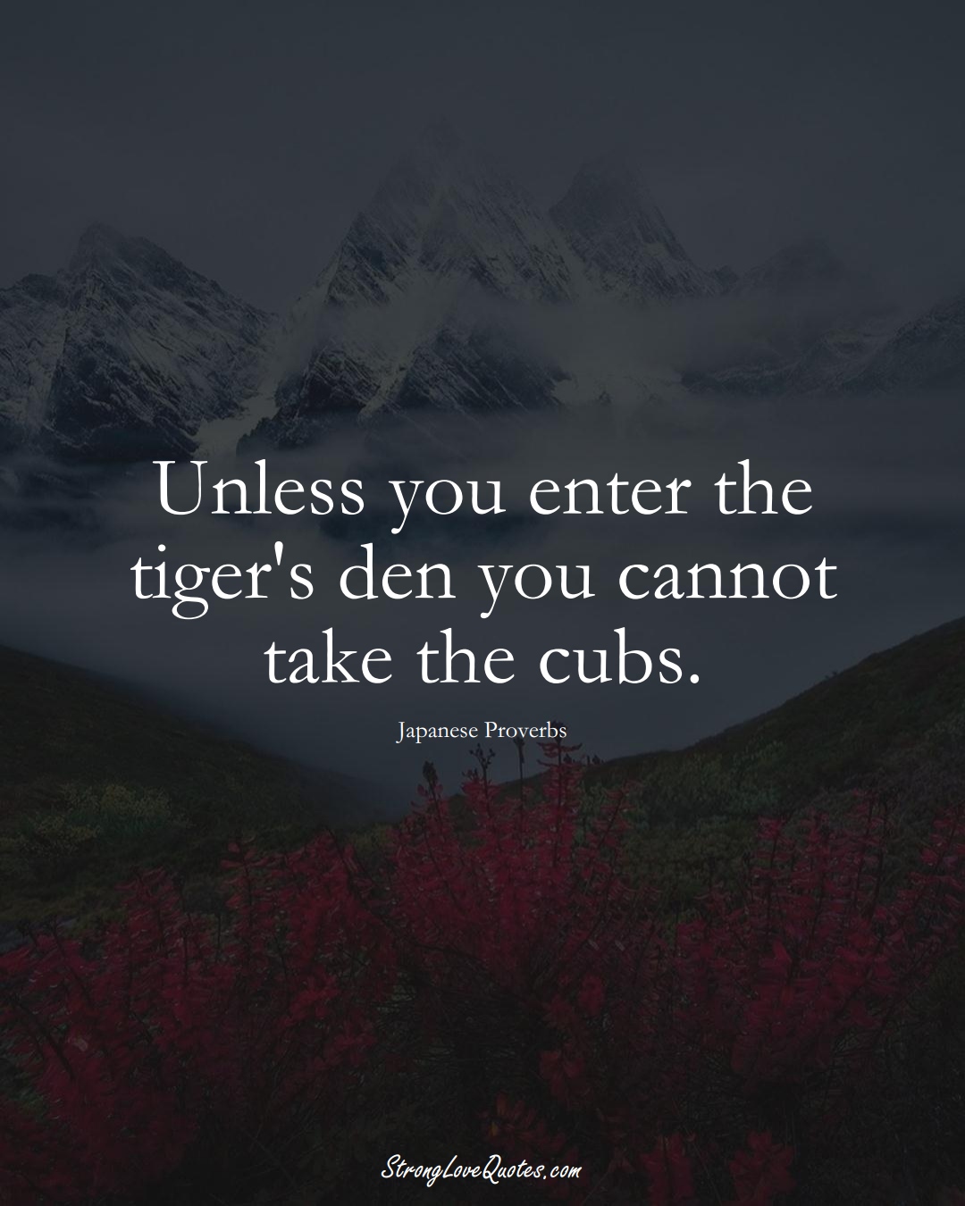 Unless you enter the tiger's den you cannot take the cubs. (Japanese Sayings);  #AsianSayings