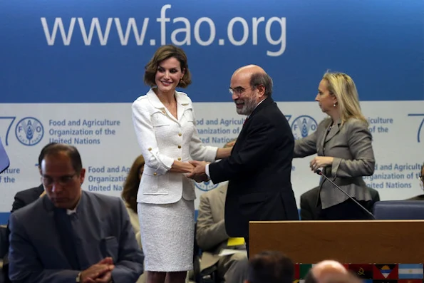 Spanish Minister of Food and Agriculture Isabel Garcia Tejerina, FAO Director-General Jose Graziano da Silva and Queen Letizia 