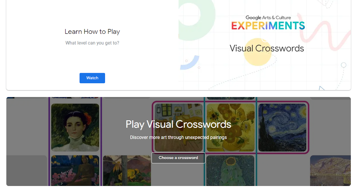 Know Your Why! Visual Crosswords Google Arts and Culture Interactive