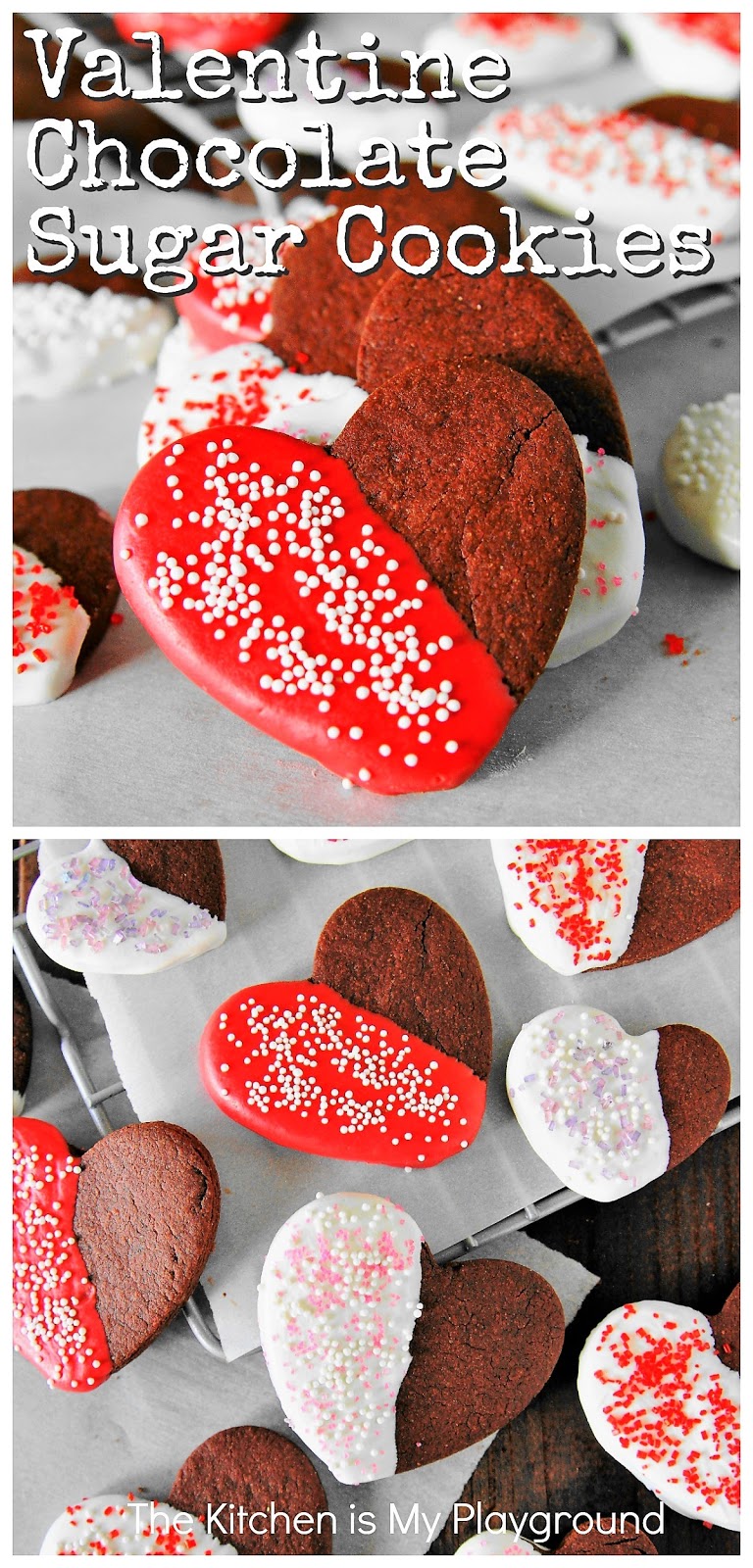 Valentine Chocolate Sugar Cookies | The Kitchen is My Playground