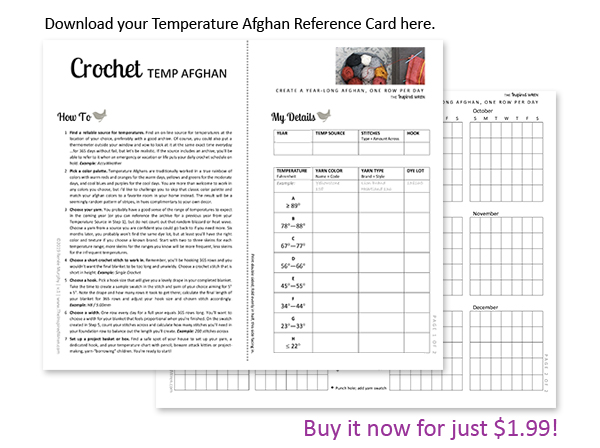 Temperature Afghan Reference Card Printable | The Inspired Wren