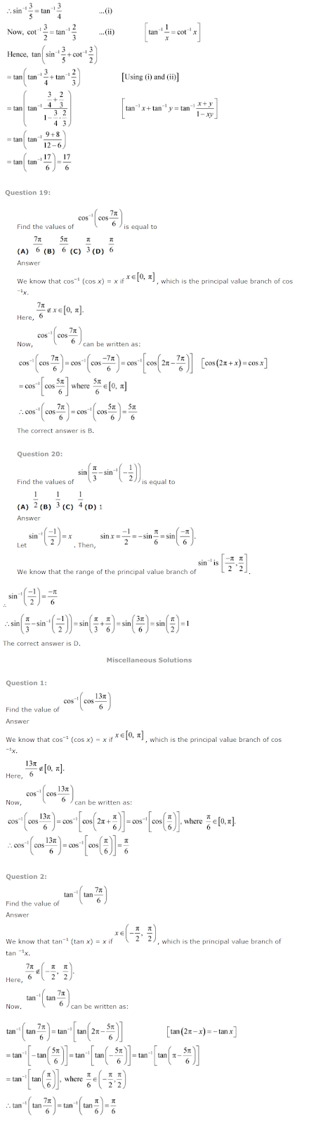 NCERT Solutions For Class 12 Maths Solutions