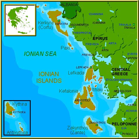 Map Of Ionian Islands 