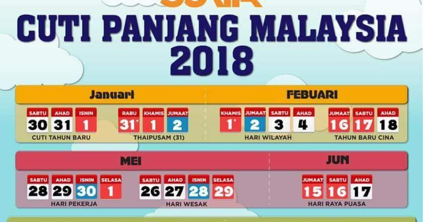 TARIKH CUTI PANJANG TAHUN 2018 - Projek Travel