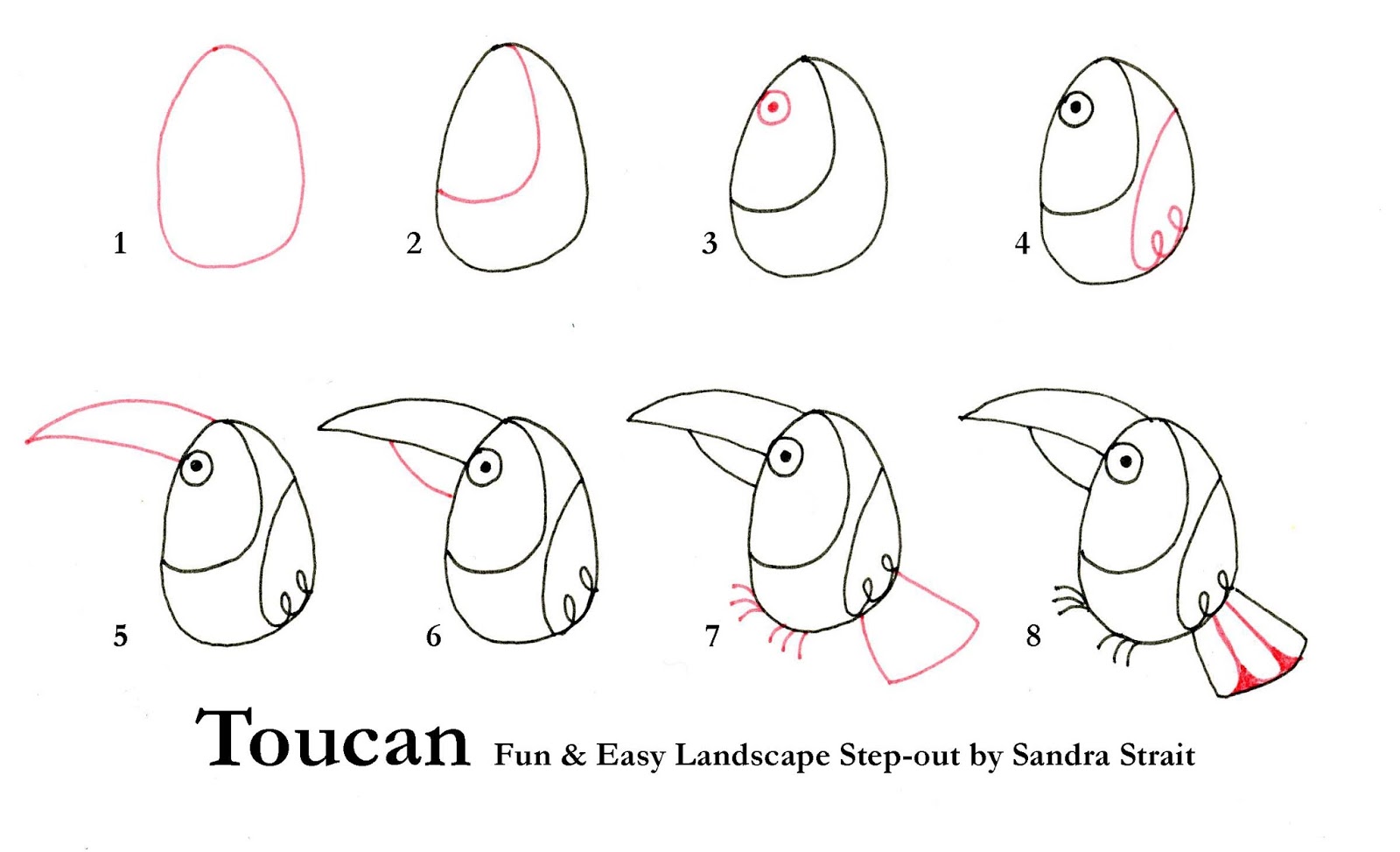 Уроки рисования Тукан. Стилизация животного поэтапно. Toucan drawing. Схемы рисования животных севера поэтапно для детей. Fun steps