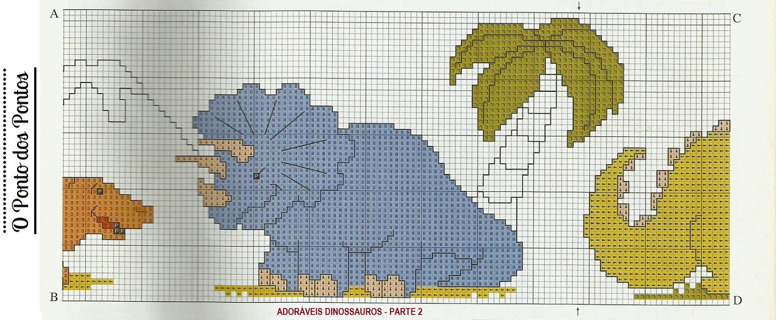 Ponto Cruz Dinossauros Gráficos Grátis O Ponto dos Pontos Gráficos Grátis: ADORÁVEIS DINOSSAUROS - TOALHA INFANTIL