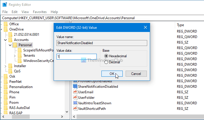 Cómo desactivar las notificaciones de archivos compartidos de OneDrive en Windows 10