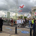 Anti-vax protest going over Vauxhall Bridge (Picture)