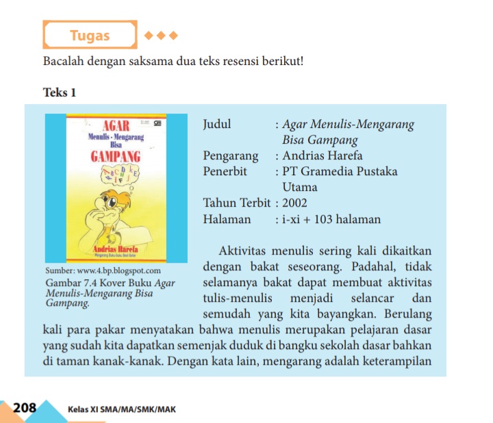 Kunci Jawaban Hal 208 210 Kelas Xi Bahasa Indonesia Kurikulum 2013 Revisi 2017 Sma Smk Terbaru