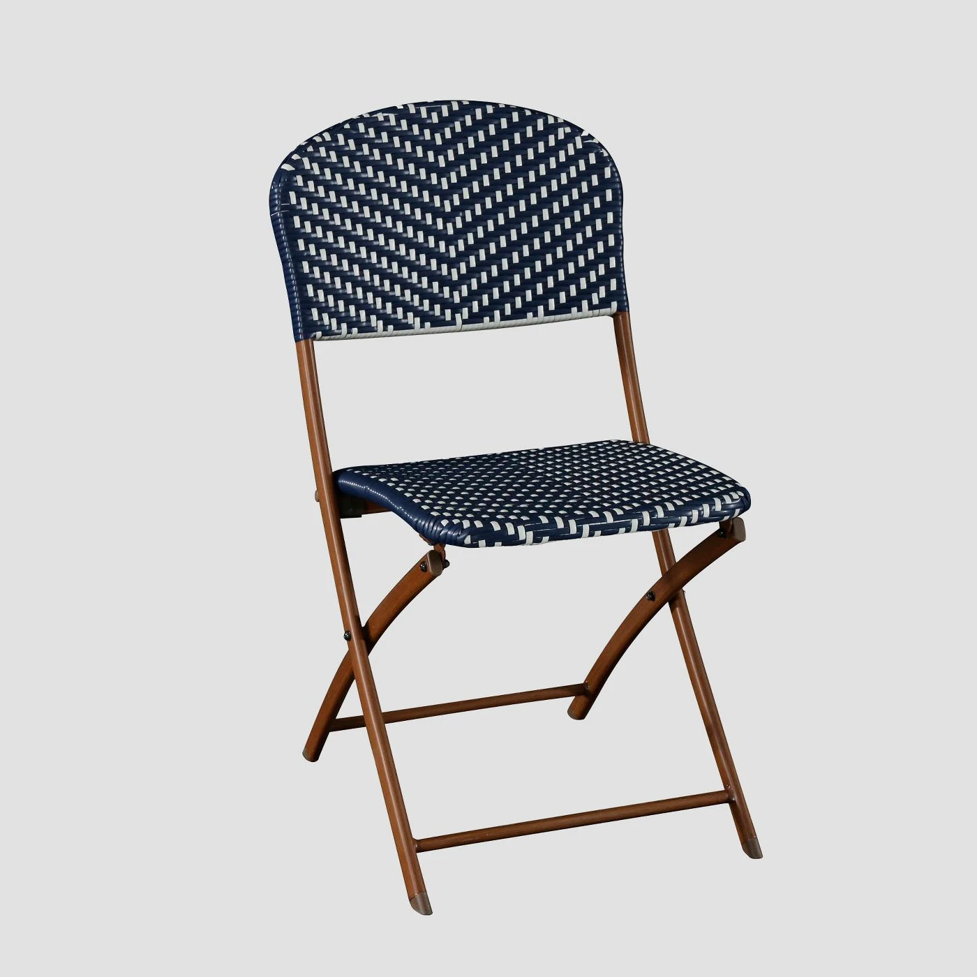 Blue and white folding outdoor chairs