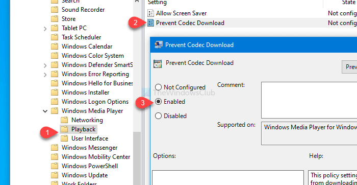 WindowsMediaPlayerがコーデックを自動的にダウンロードしないようにする方法