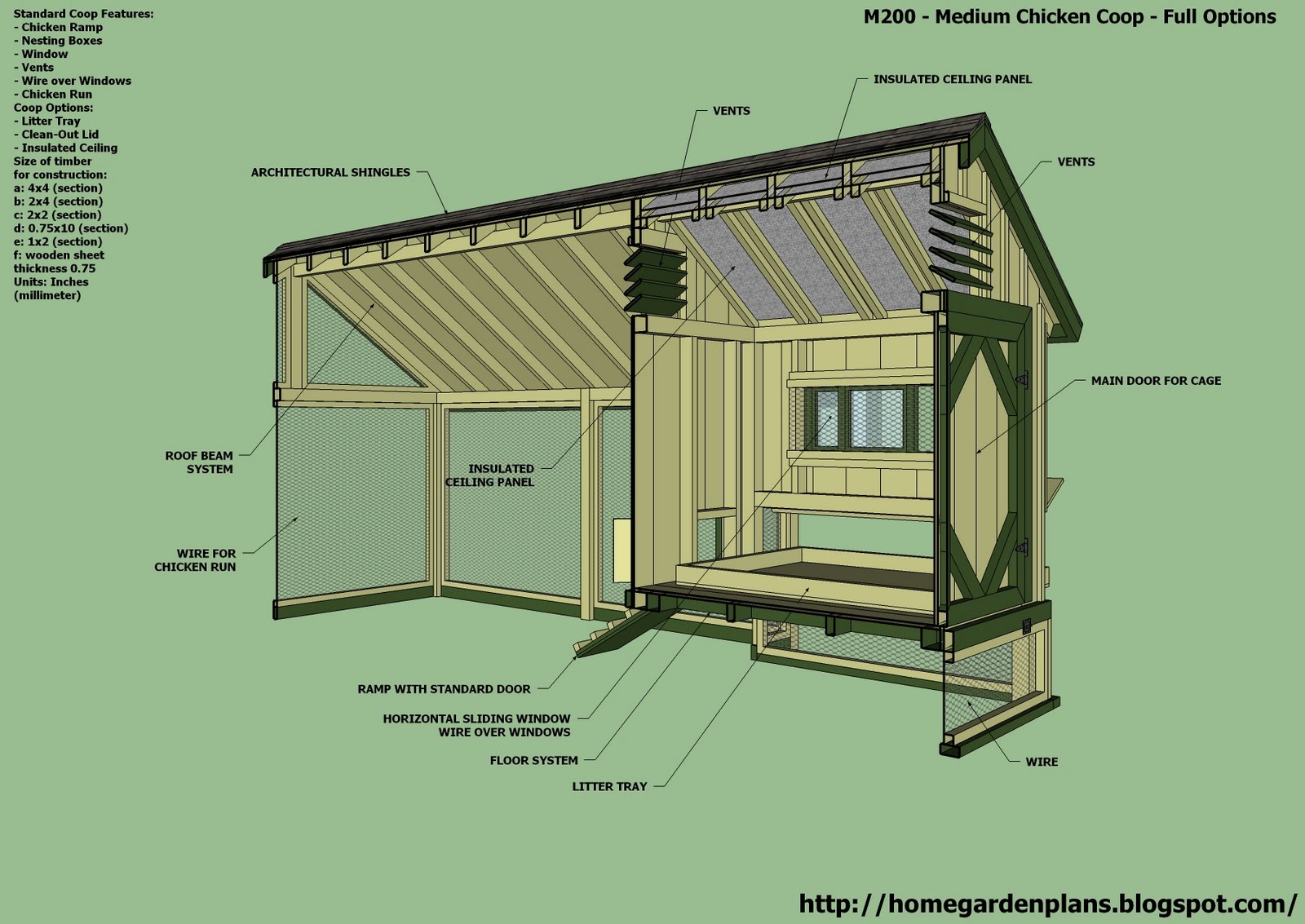 home garden plans: M200 - Chicken Coop Plans Construction - Chicken 