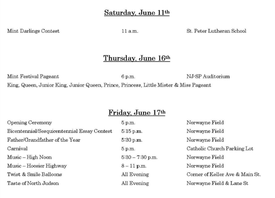 North JudsonWayne Township Public Library Mint Festival Map & Daily