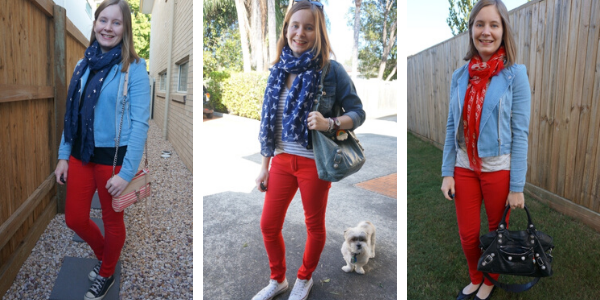 Away From Blue  Aussie Mum Style, Away From The Blue Jeans Rut: 30 Ways To Wear  Red Skinny Jeans - #30wears Challenge