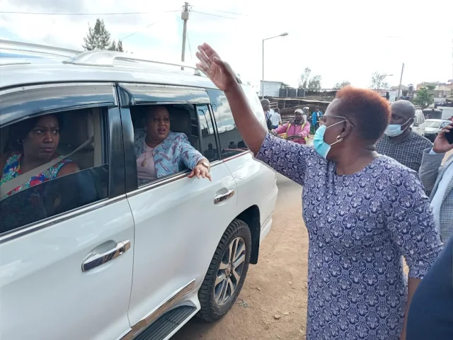 Kandara MP Alice Wahome leading visitors to the church