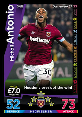 TOPPS MATCH ATTAX 2018-19-#337-WEST HAM UNITED-MICHAIL ANTONIO