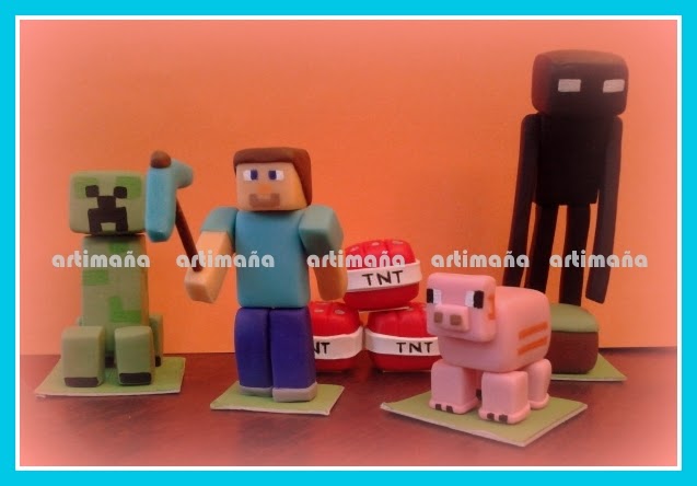 Adornos Infantiles en Porcelana Fria: MINECRAFT