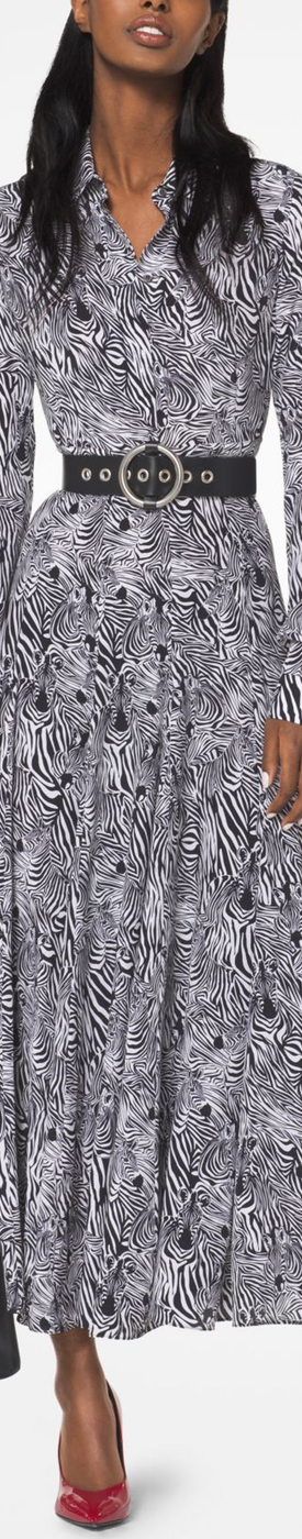 MICHAEL KORS COLLECTION Zebra Print Crepe De Chine Shirtdress