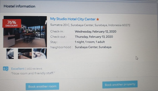 Pengalaman pesan hotel di agoda menuju Surabaya